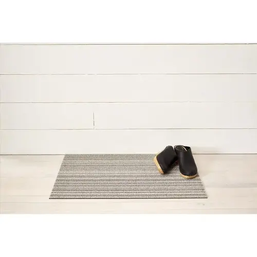 Chilewich 200134-001 Door Mat 28" L X 18" W Gray/White Skinny Stripe Polyester/Vinyl Gray/White