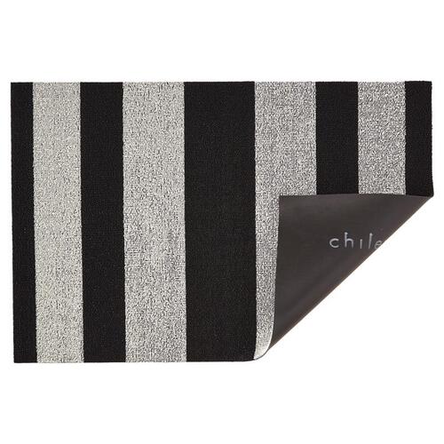 Utility Mat 36" L X 24" W Black/White Bold Stripe Polyester/Vinyl Black/White