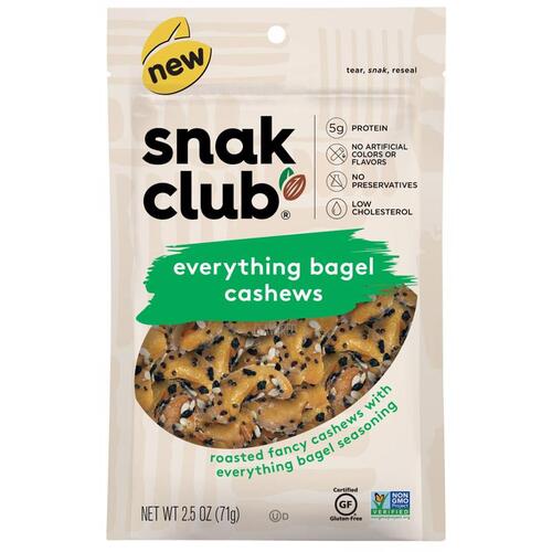 SNAK CLUB 1721173 Cashews Everything Bagel 2.5 oz Bagged