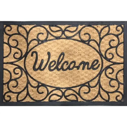 Door Mat 36" L X 24" W Black/Brown Coir/Rubber Black/Brown