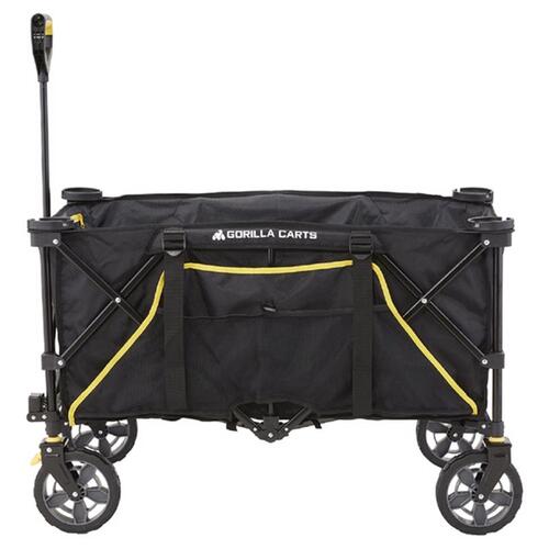 Gorilla Carts GCSW-7P Folding Utility Wagon Polyester Fabric 150 lb. cap. Black