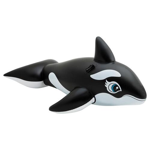 Pool Float Black/White Vinyl Inflatable Whale Ride-On Black/White