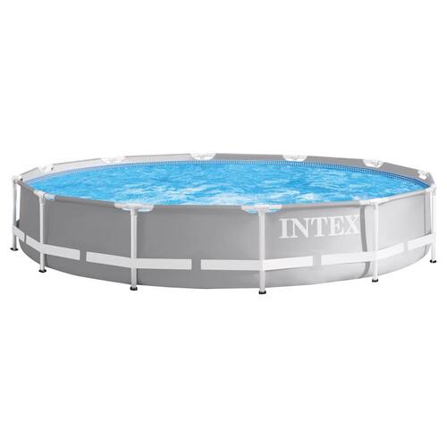 Above Ground Pool Prism Frame 1718 gal Round Metal 30" H X 12 ft. D Gray