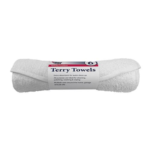 Terry Towels Cotton 14" W X 17" L White - pack of 12