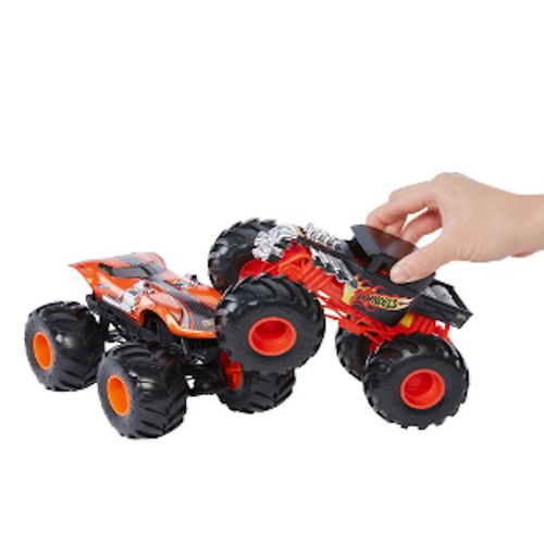 Monster Trucks Cars Die Cast Black/Red Black/Red - pack of 4