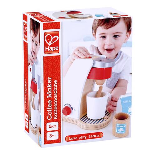 Hape E3146 Wooden Play Coffee Machine Assorted 6 pc Assorted