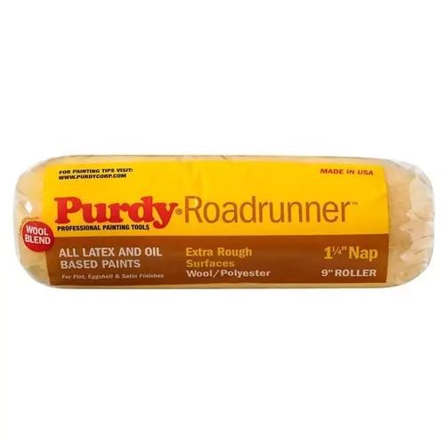 Paint Roller Cover Roadrunner Polyester 9" W X 1-1/4" Regular Yellow