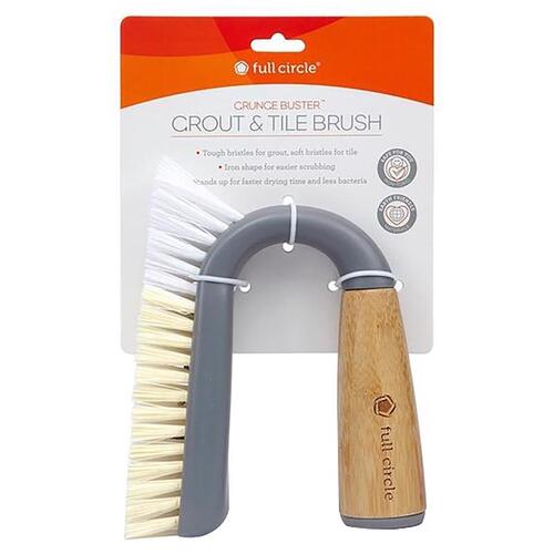 Full Circle FC11125GY Grout and Tile Brush Grunge Buster 1.5" W Medium Bristle Bamboo Handle Gray