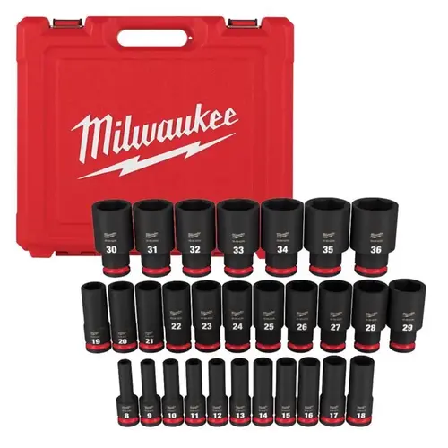Deep Socket Set Shockwave 1/2" drive Metric 6 Point