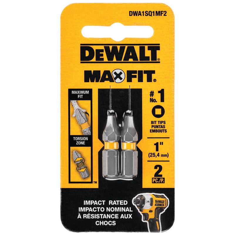 DEWALT DWA1SQ1MF2 Screwdriver Bit Set Max Fit Square #1 X 1" L Steel