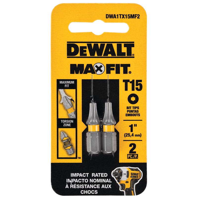 DEWALT DWA1TX15MF2 Screwdriver Bit Set Max Fit Torx #15 X 1" L Steel