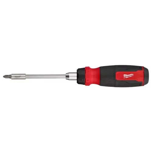 Multi-Bit Screwdriver Hex Shank 14-in-1 Ratcheting 10.12" Black/Red
