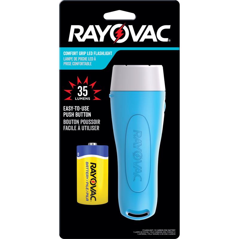 Rayovac ROVGPHH15 Flashlight Comfort Grip 35 lm Blue LED D Battery Blue