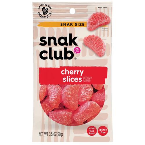 SNAK CLUB 1785554 Gummi Candy Cherry Slices 3.5 oz Bagged