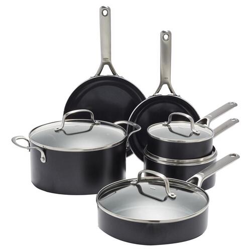 Cookware Set Agility Ceramic Coated Aluminum Black/Silver Black/Silver