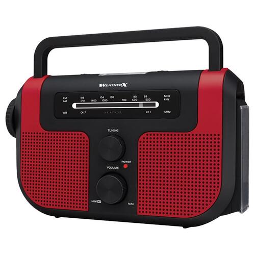 WeatherX WR383R Weather Alert Radio Flashlight 3000 lm Red LED AA Battery Red