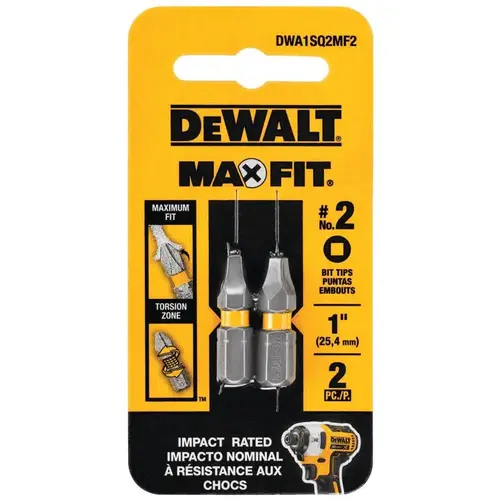 Screwdriver Bit Set Max Fit Square #2 X 1" L Steel