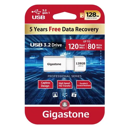 Gigastone U3128GBWH-BC-R Flash Drive 128 GB White