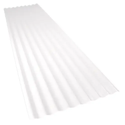 Corrugated Roofing Panel, 8 ft L, 26 in W, PVC, White - pack of 10