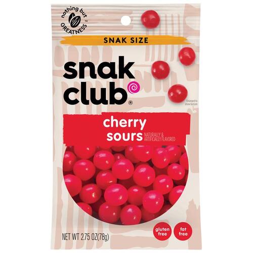 SNAK CLUB 1785553 Gummi Candy Cherry Sours 2.75 oz Bagged
