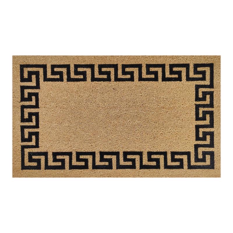 First Concept FC-72023 Door Mat 30" L X 18" W Black/Brown Greek Key Border Coir Black/Brown