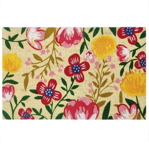 First Concept FC-72027 Door Mat 30" L X 18" W Multicolored Flowers Coir Multicolored