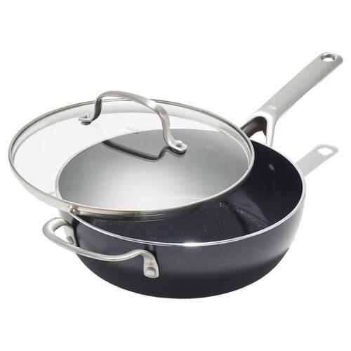 Pan with Lid Agility Ceramic Coated Aluminum 3 qt Black/Silver Black/Silver