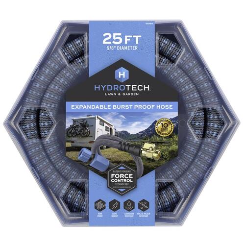 Hydrotech 8988C4 Lightweight Garden Hose 5/8" D X 25 ft. L Medium Duty Expandable Blue