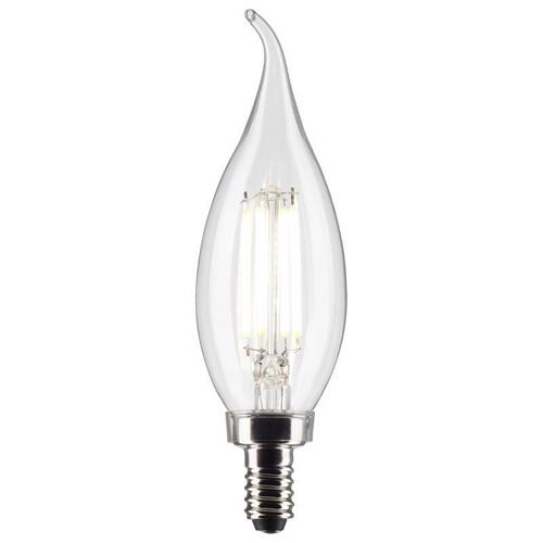 Satco S21846 Filament LED Bulb CA10 (Flame Tip) E12 (Candelabra) Warm White 60 Watt Equivalence Clear