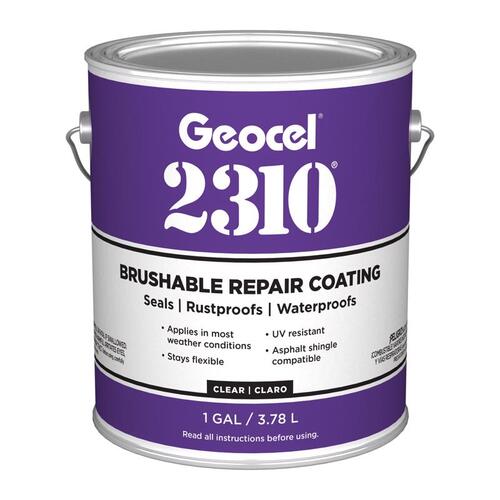 GEOCEL GC65300 2310 Series Brushable Repair Coating, Liquid, Crystal Clear, 1 gal, Can