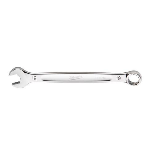 Milwaukee 45-96-9519 Combination Wrench, Metric, 19 mm Head, 9.84 in L, 12-Point, Steel, Chrome