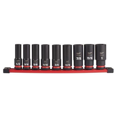 Deep Socket Set Shockwave 1/2" drive SAE 6 Point Impact Rated