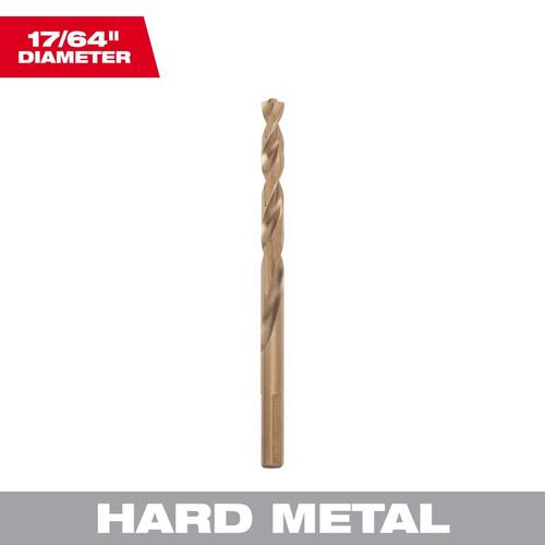 RED HELIX Jobber Drill Bit, 17/64 in Dia, 4.13 in OAL, Twist Flute, 2-Flute Gold