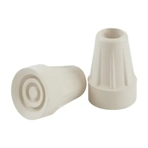 Crutch Tip, Round, Rubber, Off-White, 7/8 in Dia - pack of 2