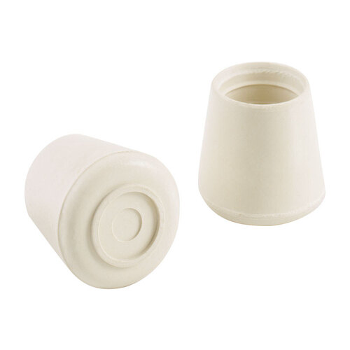 Furniture Leg Tip, Round, Rubber, Off-White, 1 in Dia - pack of 24