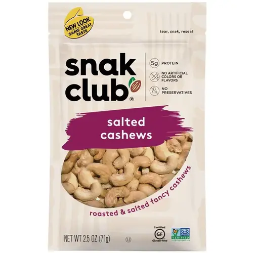 SNAK CLUB 700544 CSU29330 Salted Cashews, 2.5 oz