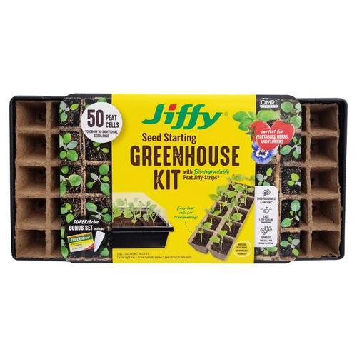 Jiffy TS50HST-8 TS50HST-16 Peat Strip, 22 in L Tray, 11 in W Tray, 50 -Cell, Plastic