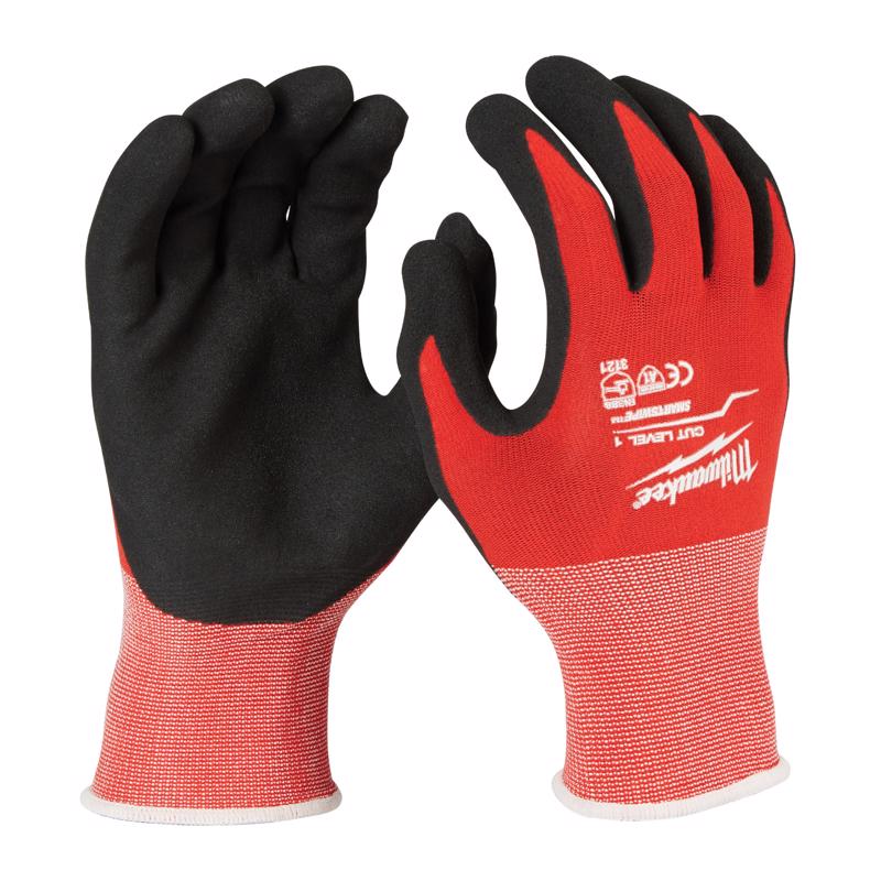 Milwaukee 48-22-8901 Dipped Gloves Unisex Indoor/Outdoor Work Black/Red M Black/Red