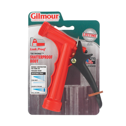 Gilmour 804742-1001 Threaded Front Hose Nozzle The Original Adjustable Continuous Plastic Red