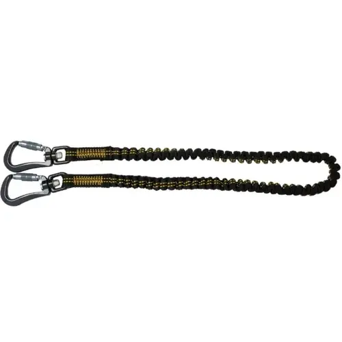 Carabiner Lanyard Aluminum/Polyester Dual 41" L 15 lb. cap. Black/Yellow Black/Yellow