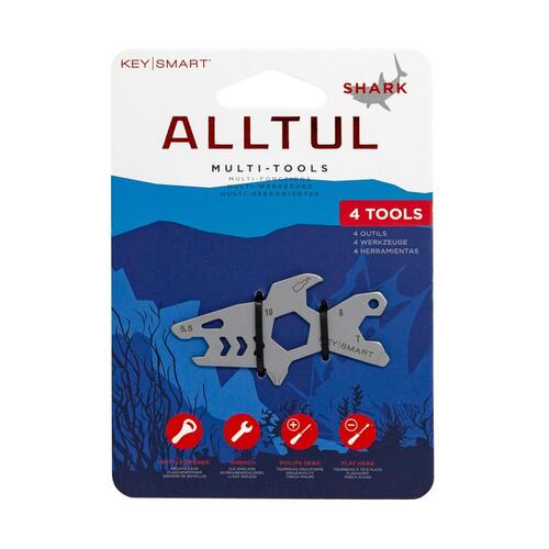 AllTul Multitool, Shark Key, Stainless Steel, 6 Tools in 1
