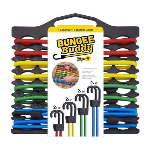 WRAP IT STORAGE 108-BB-8406 Bungee Cord Set Bungee Buddy Assorted 11.50" L Assorted
