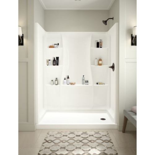 Delta 40094R Shower Base, 59.88 in L, 30-3/4 in W, 3-1/2 in H, Acrylic, White, Stud Installation