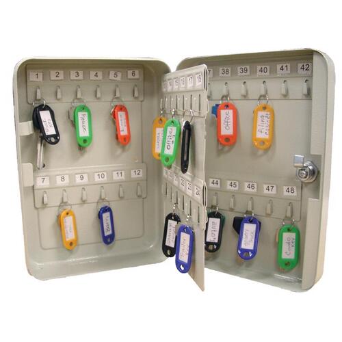 Key Cabinet, Lockable, Holds 48 Keys, Putty - pack of 2