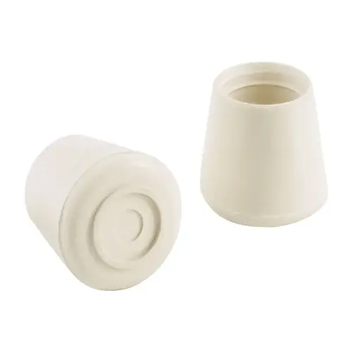 Furniture Leg Tip, Round, Rubber, Off-White, 5/8 in Dia - pack of 24