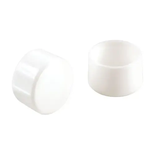 Furniture Leg Tip, Round, Plastic, White, 7/8 in Dia - pack of 24