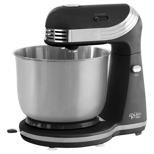 Rise by Dash RCSM200GBBK02 Stand Mixer, 6 Speed, with Mixing Bowl, Dough Hooks, Beaters, Recipes, Black, 3 Qt.