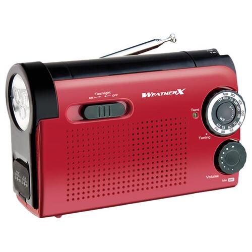 Weather Alert Radio Flashlight 3000 lm Red LED AA Battery Red