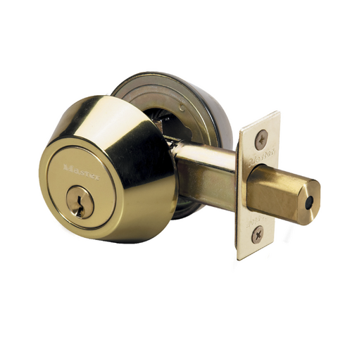 Master Lock Company DS0703KA4W Double Cylinder Deadbolt, WR5 Keyway, Bright Brass