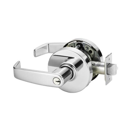 Classroom Cylindrical Lock Grade 1 with L Lever and L Rose and ASA Strike Less Cylinder Satin Chrome Finish